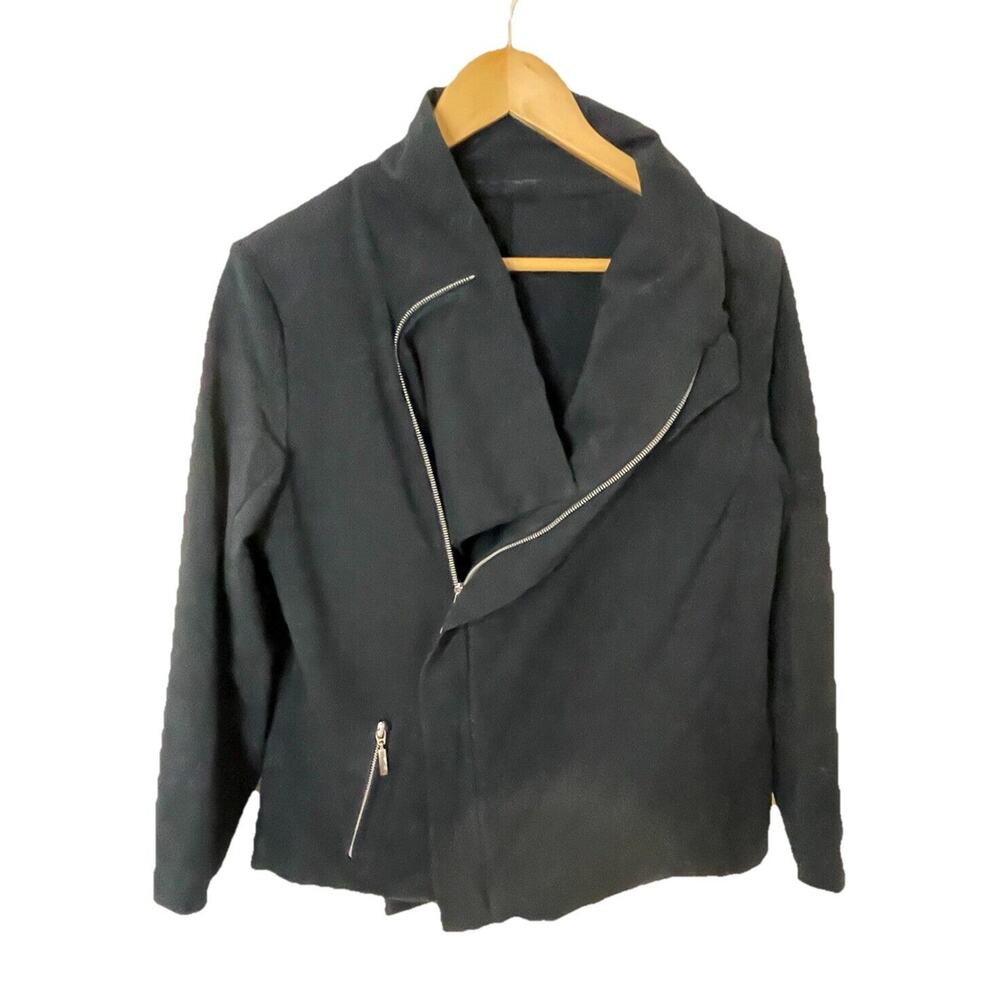Peter O. Mahler Black Asymmetric Zip Sweater Jacket Cotton Lagenlook Women’s XL